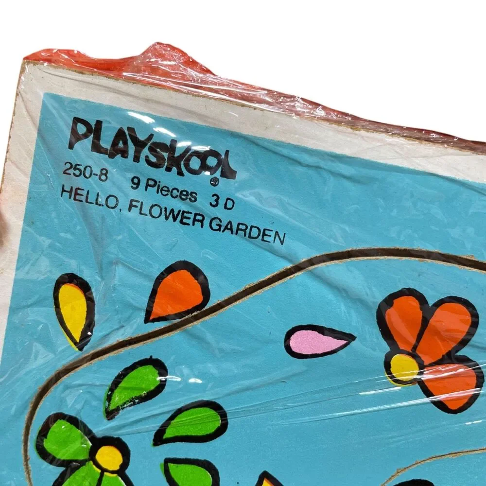 Garfield Puzzle Playskool Vintage Wooden 9 Pieces Hello Flower‎ Garden 1978